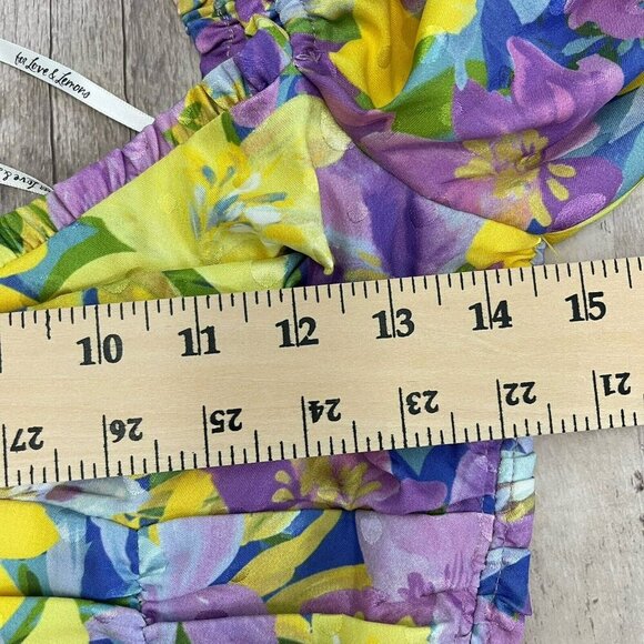 For Love & Lemons Cassia Floral Puff Sleeve Crop Top Size Small Party Evening - Picture 15 of 15